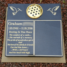 Black granite cremation stone