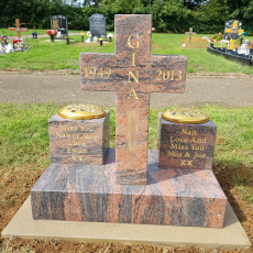 Teak brown granite cremation memorial